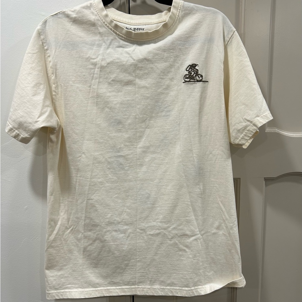 Cream Short Sleeve Tees with Classic Crew Neck